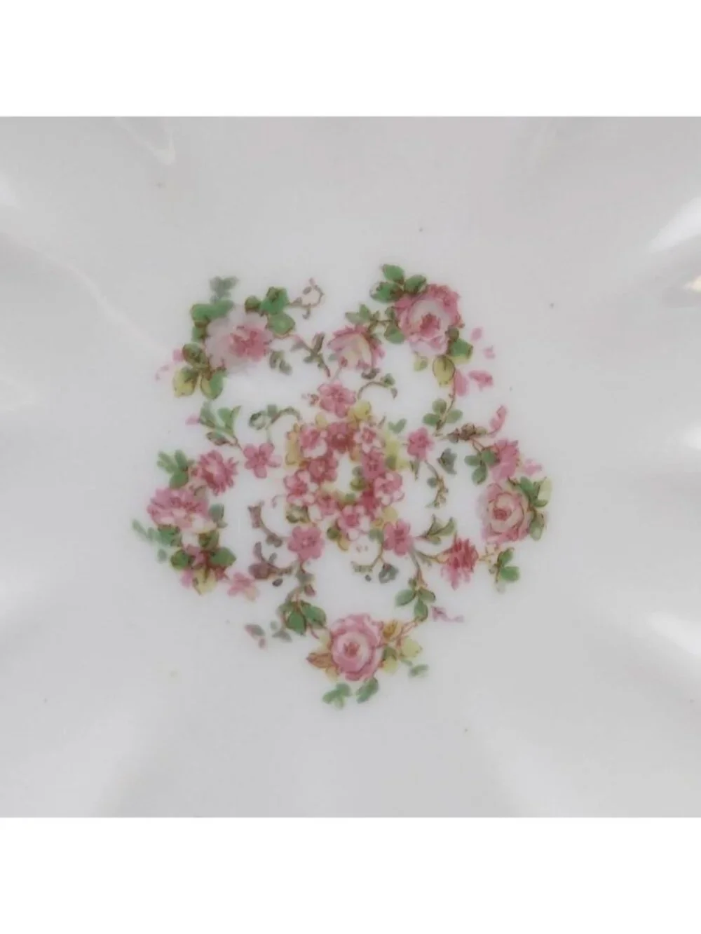 Antique Haviland Limoges Rose Garland Porcelain Scalloped Serving Bowl France